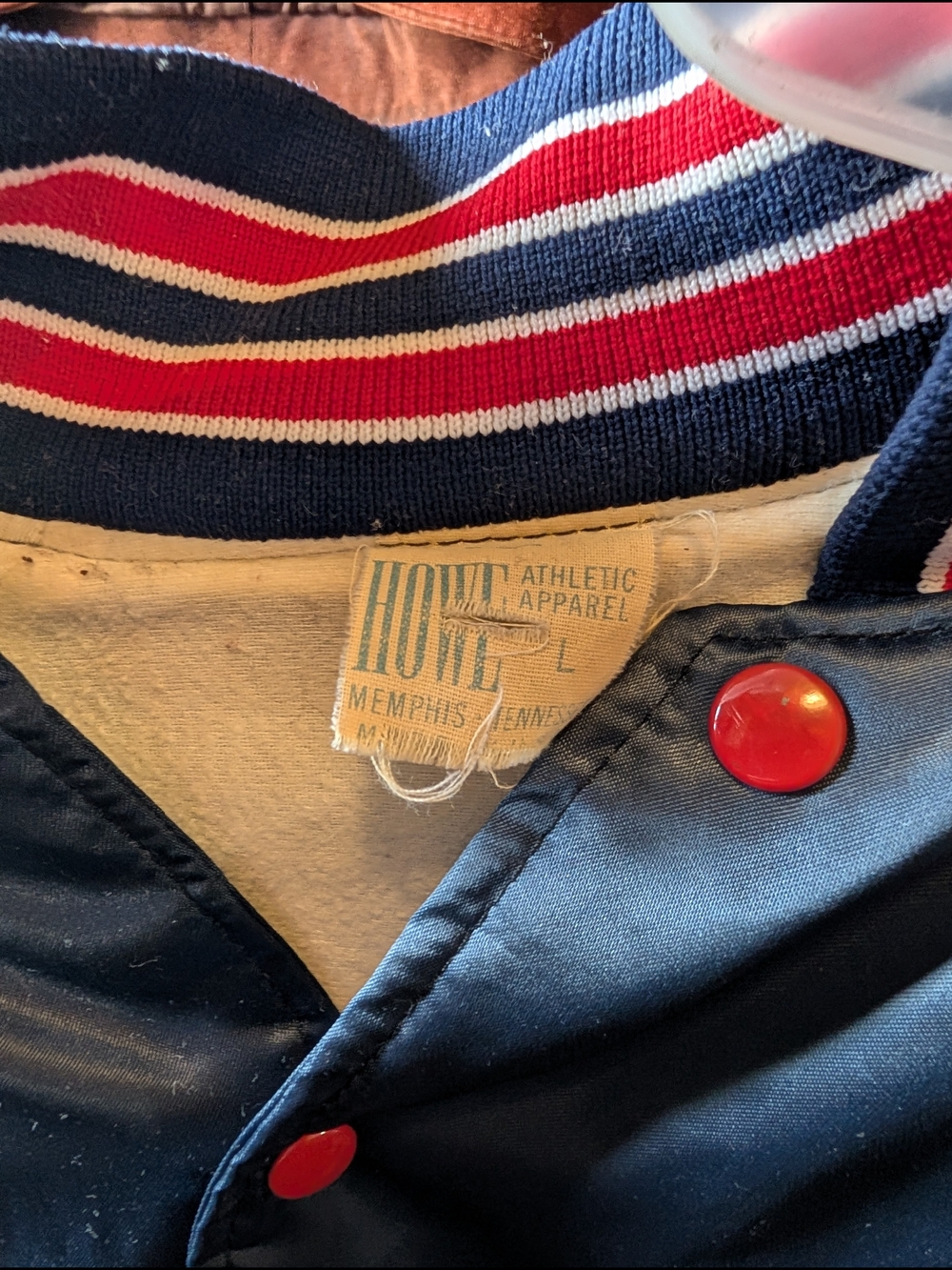 vintage 80's blue bomber Style Windbreaker jacket W/Smith & Wesson Patch Large - Picture 5 of 6
